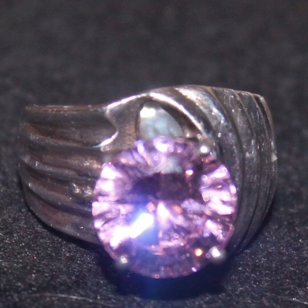 925 Sterling Large Pink Sapphire Wide Shrimp Statement Cocktail Ring